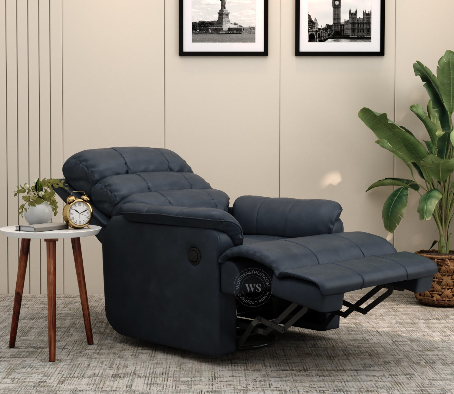 Valencia Motorized Recliner Sofa (Blue)