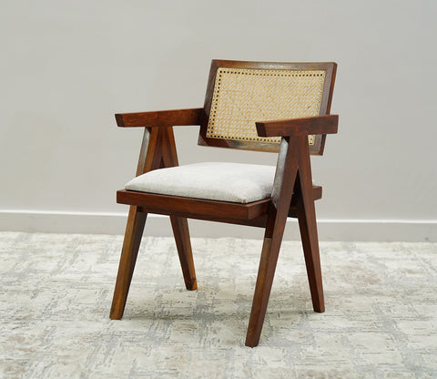 Siegler Sheesham Wood Cane Arm Chair (Honey Finish)