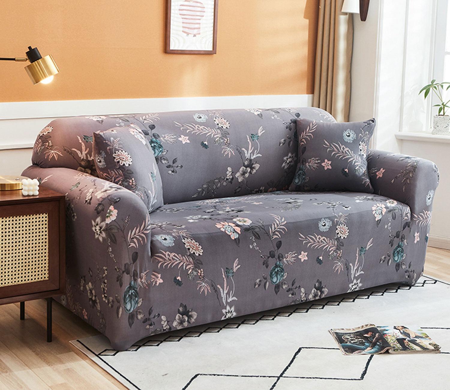 Ethel Floral Printed Polyester Spandex 1 Seater Sofa Cover