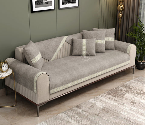Cambridge 3 Seater Premium Sofa Cover - Set of 9 (Latte Beige)