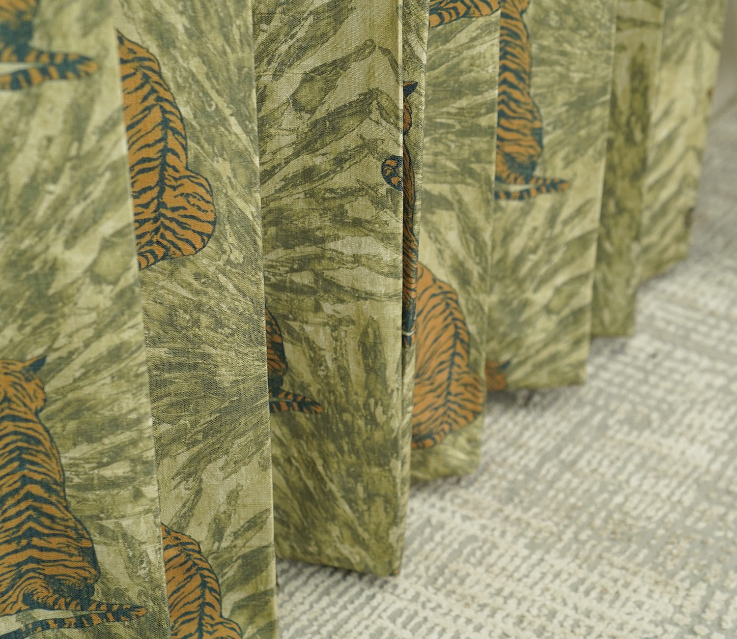 Leopard Print Light-Filtering Door Curtains Set of 2 (Green, 7 Feet)