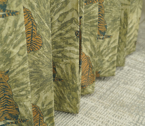 Leopard Print Light-Filtering Door Curtains Set of 2 (Green, 7 Feet)