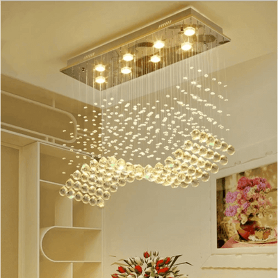 Trueliving Rectangle Golden Hanging Light Length 24, Width 24, Height 48 In Inches