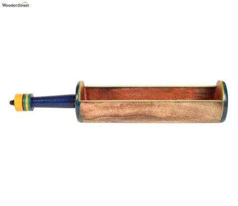 Midnight Blue Colour Wooden Snack Server In Exotic Tabular Shape With Stylish Metal Handle