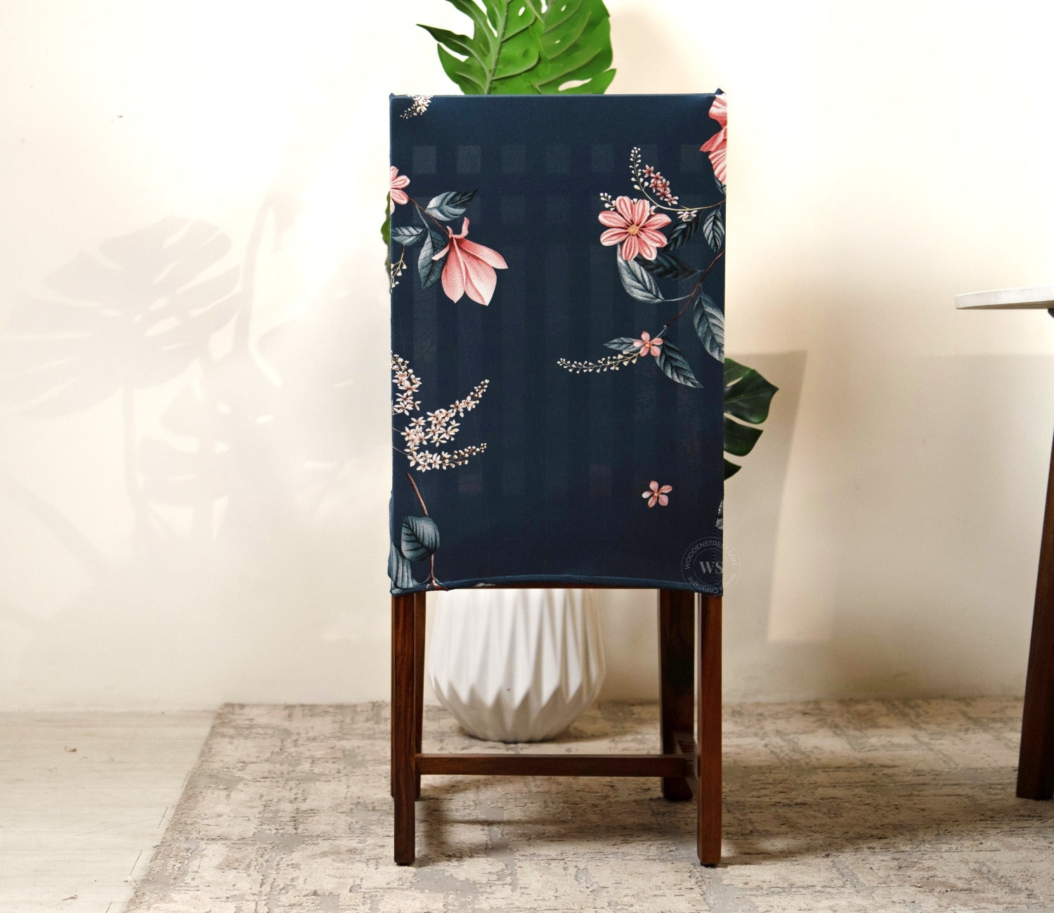 Flaubert Floral Printed Polyester Spandex 6 Piece Chair Cover (Blue)