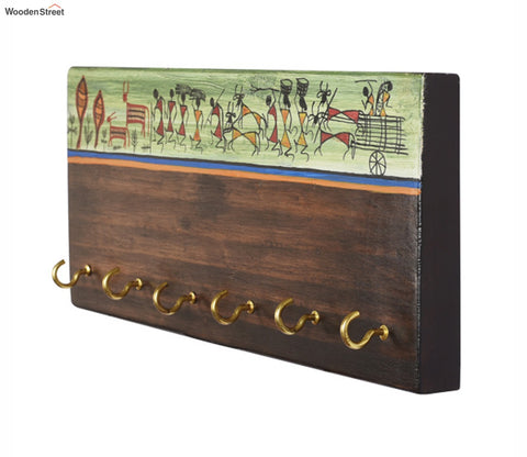 Brown Handcrafted Warli Key Holder - 6 Keys