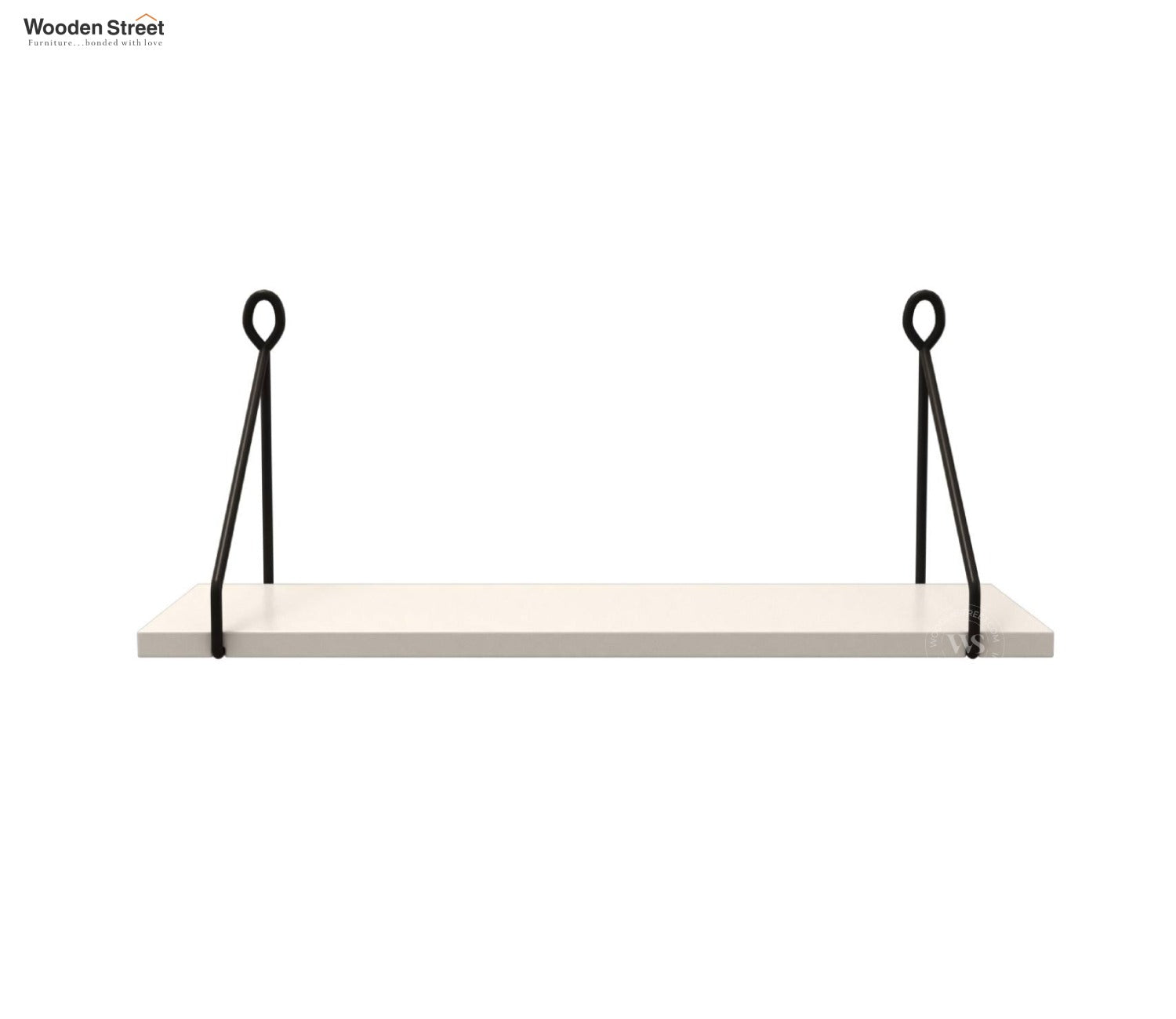 Luna Hanging Wall Shelf, Metallic Black & White Combination Wall Mounted Shelves for Living Room/Bedroom - Set of 2 (Frosty White)