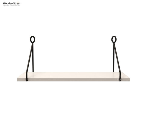 Luna Hanging Wall Shelf, Metallic Black & White Combination Wall Mounted Shelves for Living Room/Bedroom - Set of 2 (Frosty White)