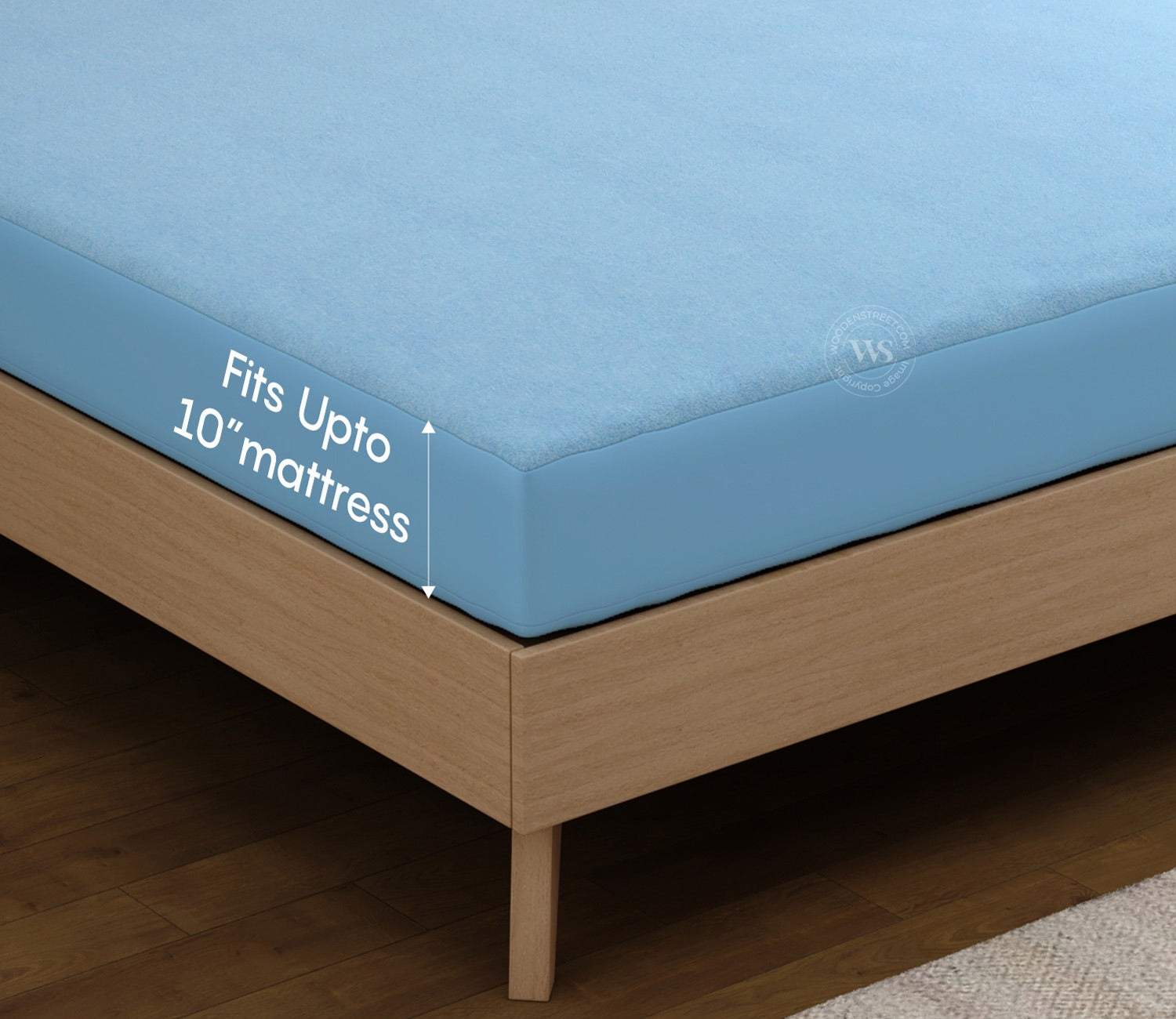 Featherix Cotton Feel Terry Ultra Soft Breathable Hypoallergenic Waterproof Mattress Protector King Size (Powder Blue, 78 x 72)