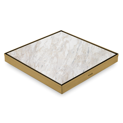 Trueliving Home Brown Tile Insert Shower Drain Channel (12 x 12 Inches) YELLOW GOLD PVD Coated