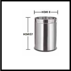 Trueliving_DUSTBIN OPEN PLAIN (8x12)_Silver_Steel