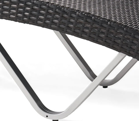 Black Adjustable Outdoor Patio Lounger With Table