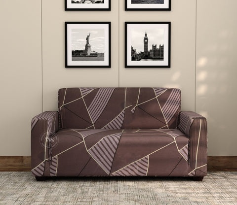 Cason Modern Abstract Printed Polyester Spandex 2 Seater Sofa Cover (Grey)