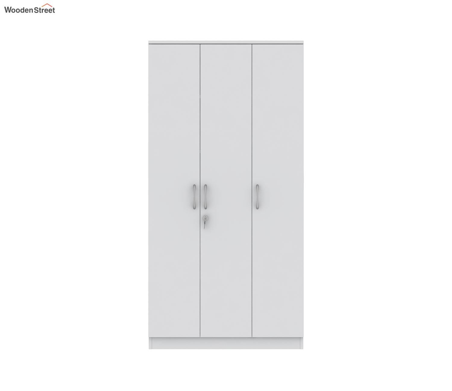 Kayden 3 Door Multi Utility Wardrobe With Lock (Frosty White Finish)