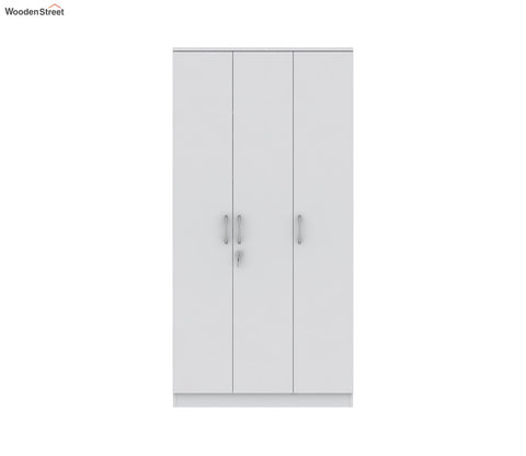 Kayden 3 Door Multi Utility Wardrobe With Lock (Frosty White Finish)