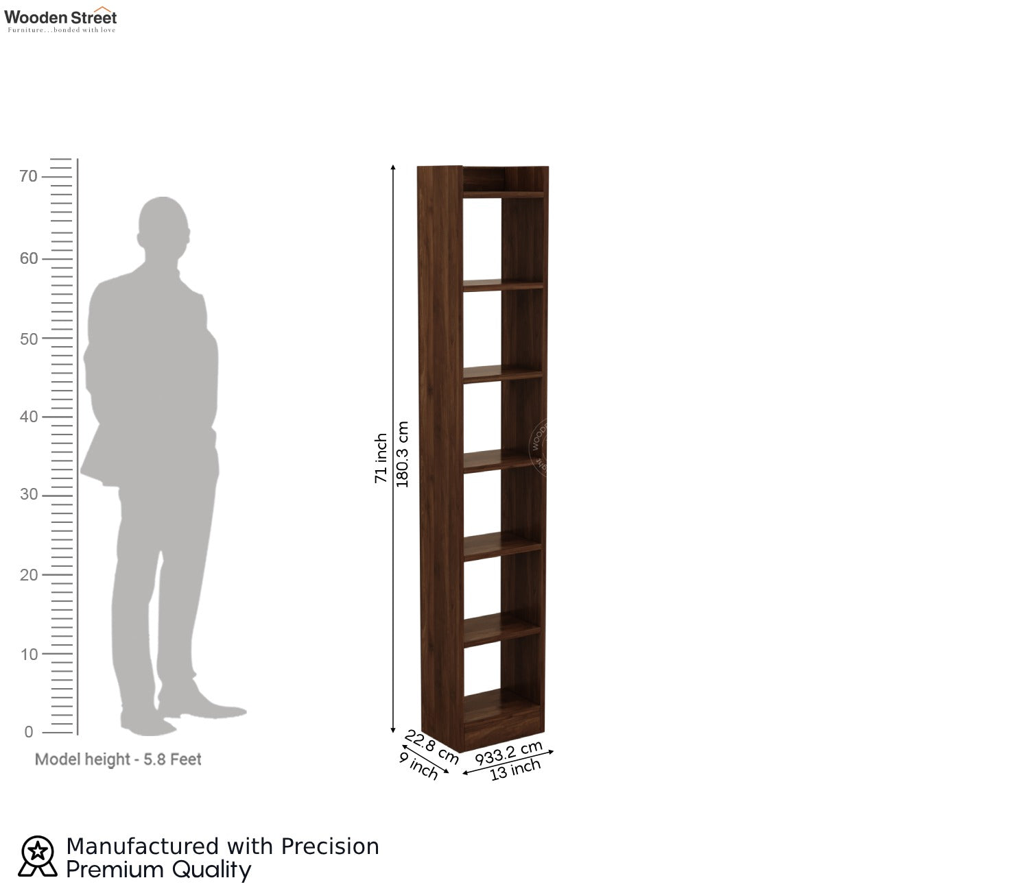 Granger Engineered Wood Book Shelf With Open Storage (Columbian Walnut Finish)