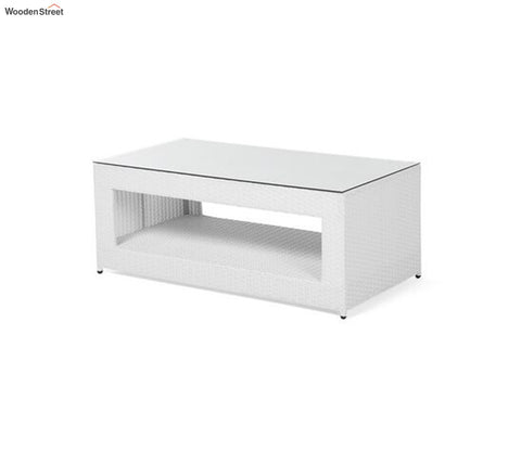 White 6 Seater Outdoor Furniture Set With Grey Cushions