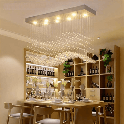 Trueliving Rectangle Golden Hanging Light Length 24, Width 24, Height 48 In Inches