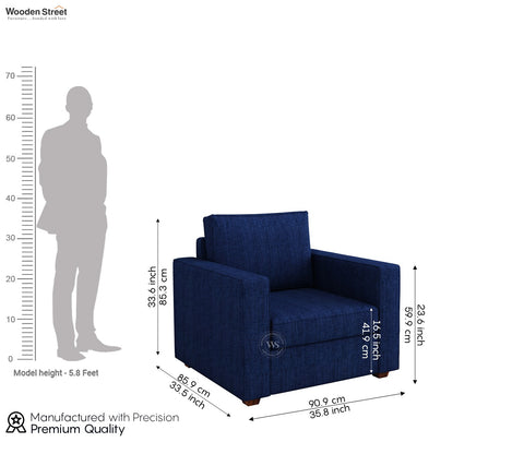 Albus 3+1+1 Seater Fabric Sofa Set (Cotton, Iris Blue)
