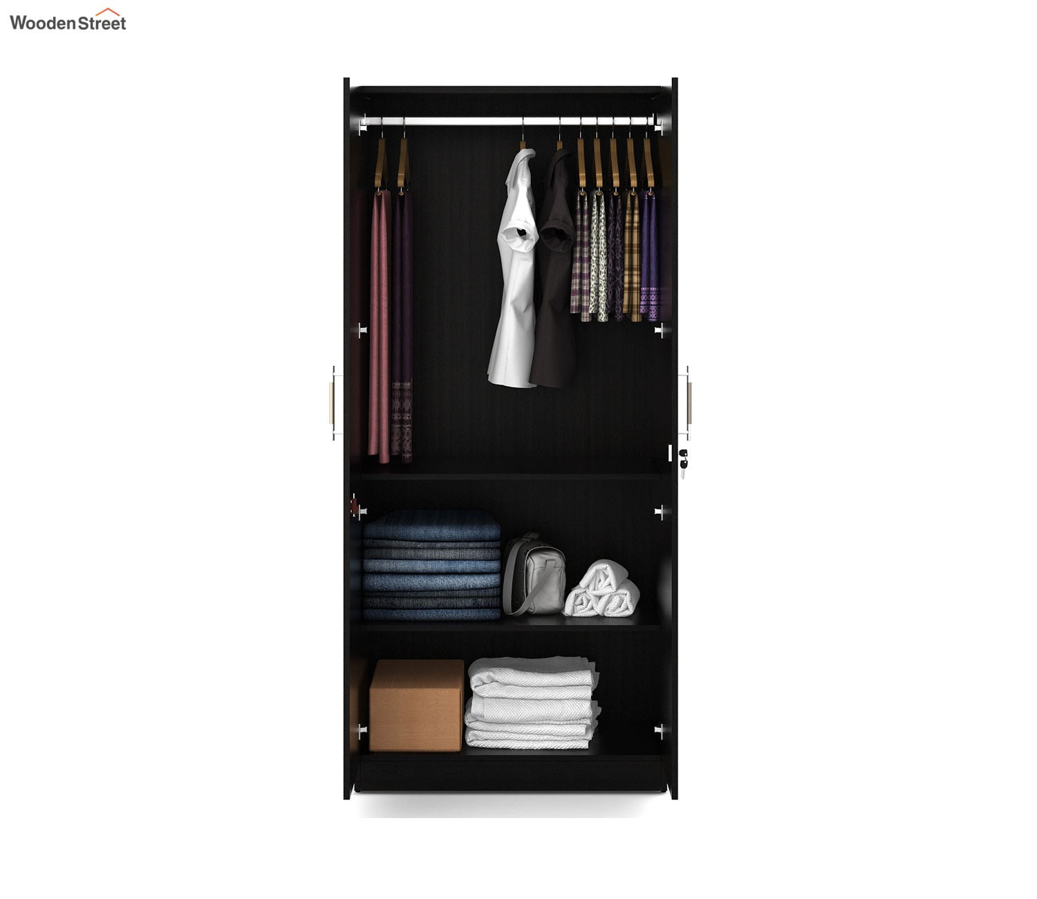 Kosmo Optima 2 Door Engineer Wood Wardrobe (Flowery Wenge Finish)