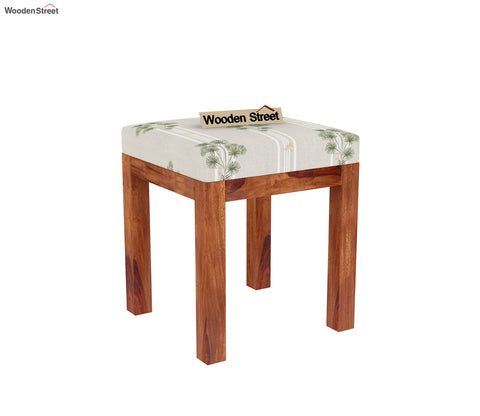Edrina Sheesham Wood Dressing Table with Storage Drawers and Stool (Honey Finish)