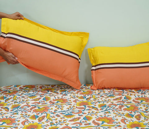 Pernia Moments Queen Size Bedsheet (Orange)