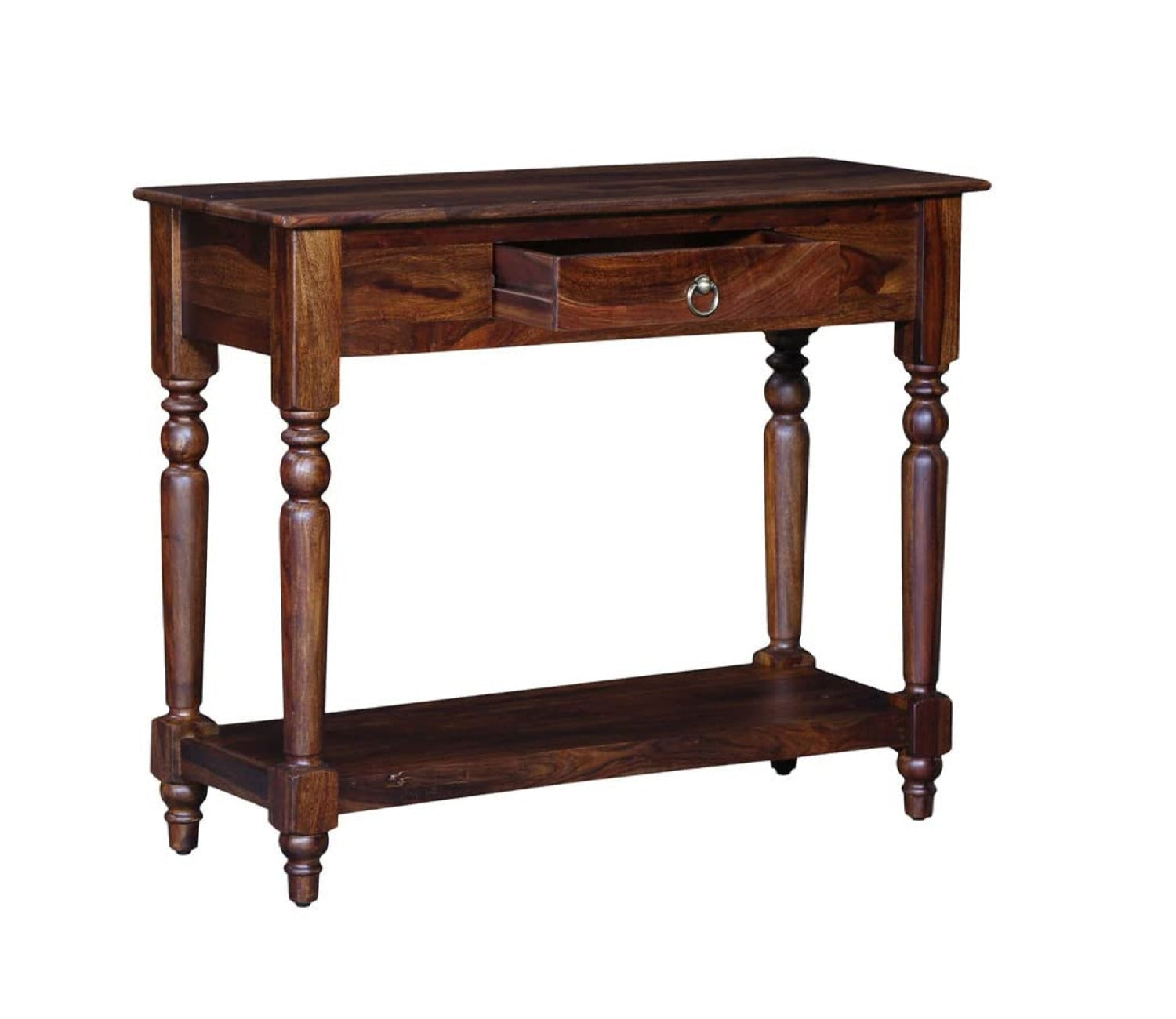 Wooden Carved Partition Leave Design Console Table