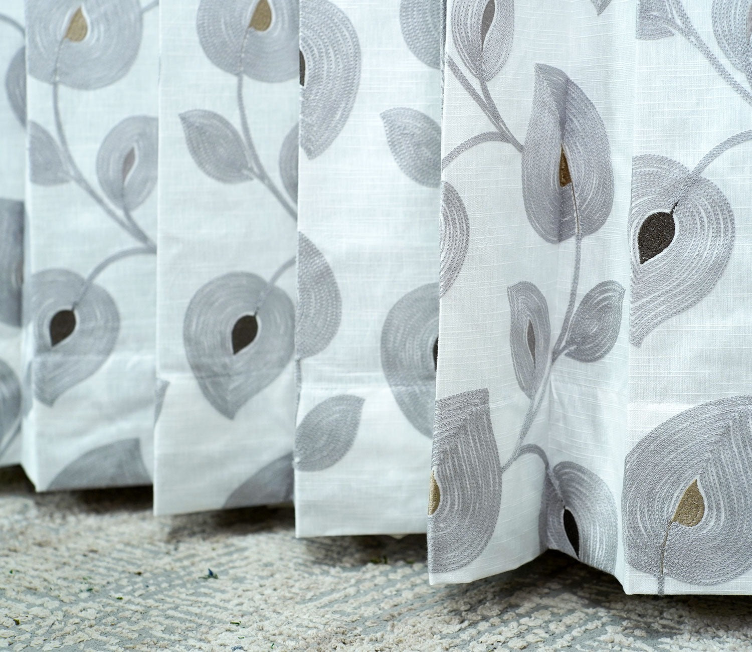 Dual Leaf Sheer Door Curtains Set of 2 (Grey, 7 Feet)