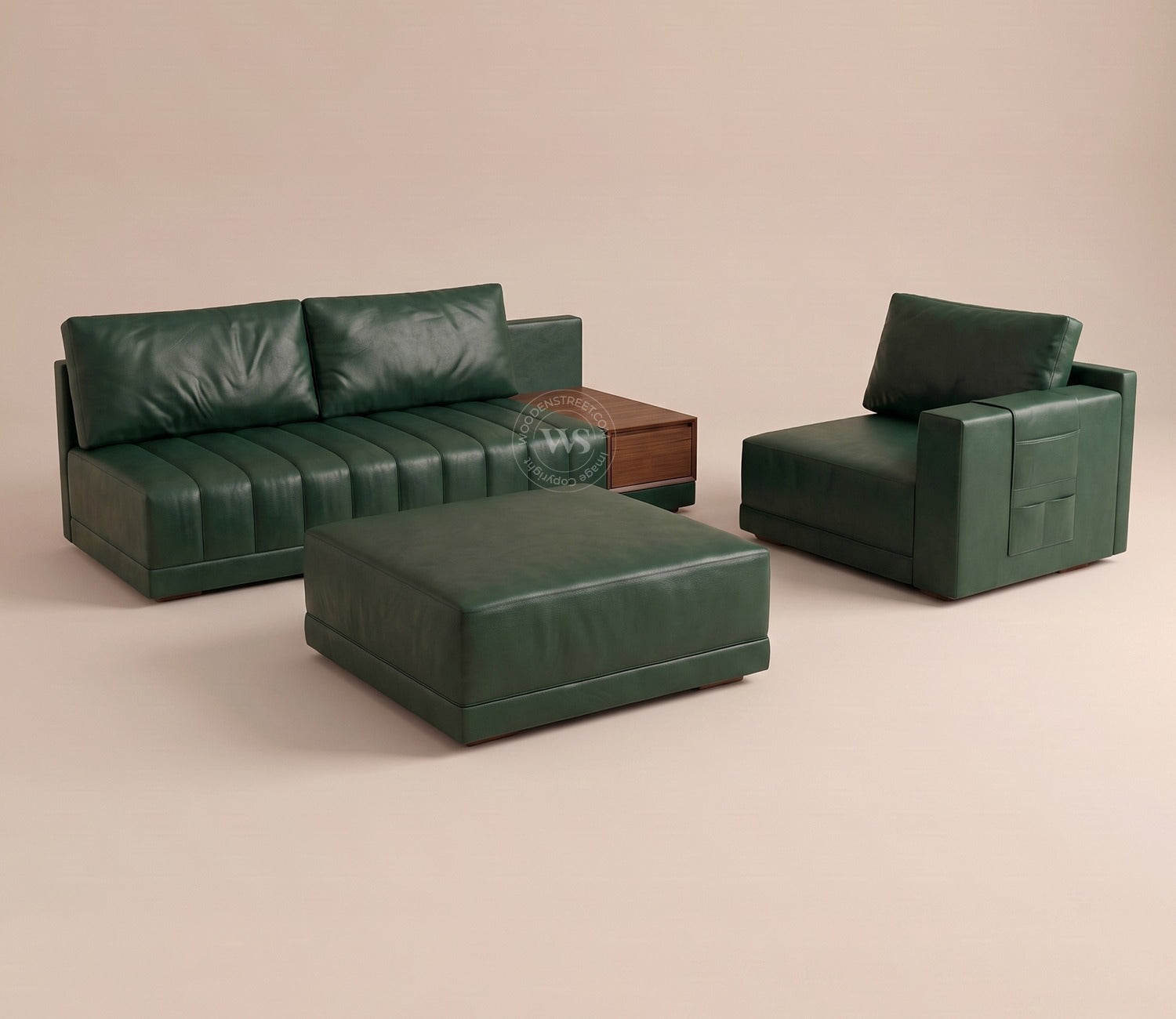 Oasis L-Shape Left Aligned Sectional Sofa (Leatherette, Leaf)