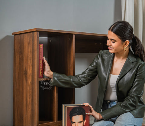 Atom Engineered Wood Study Table With Sectioned Shelf Storage (Columbian Walnut Finish)
