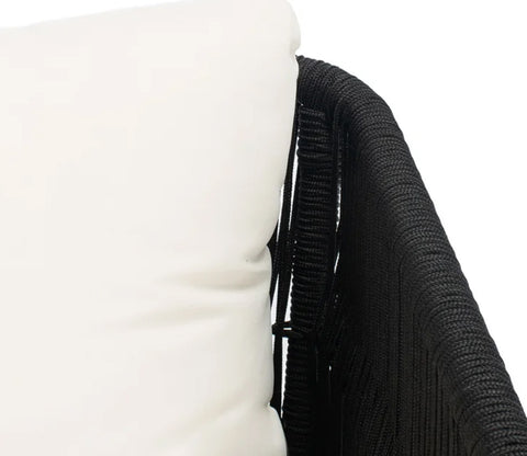Black Rope 4 Seater With Table And Off-White Cushions Patio Set