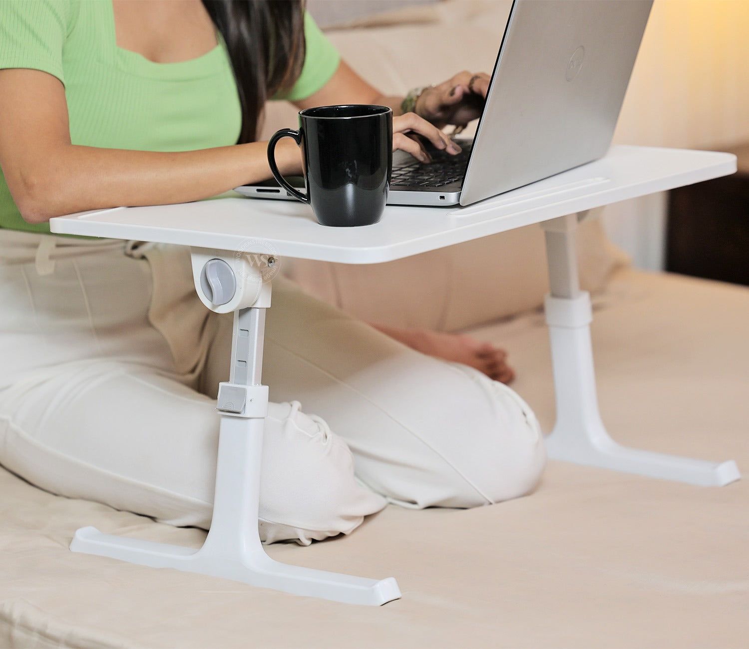 Nerdy Height Adjustable and Foldable Engineered Wood Breakfast, Study and Laptop Table (White)