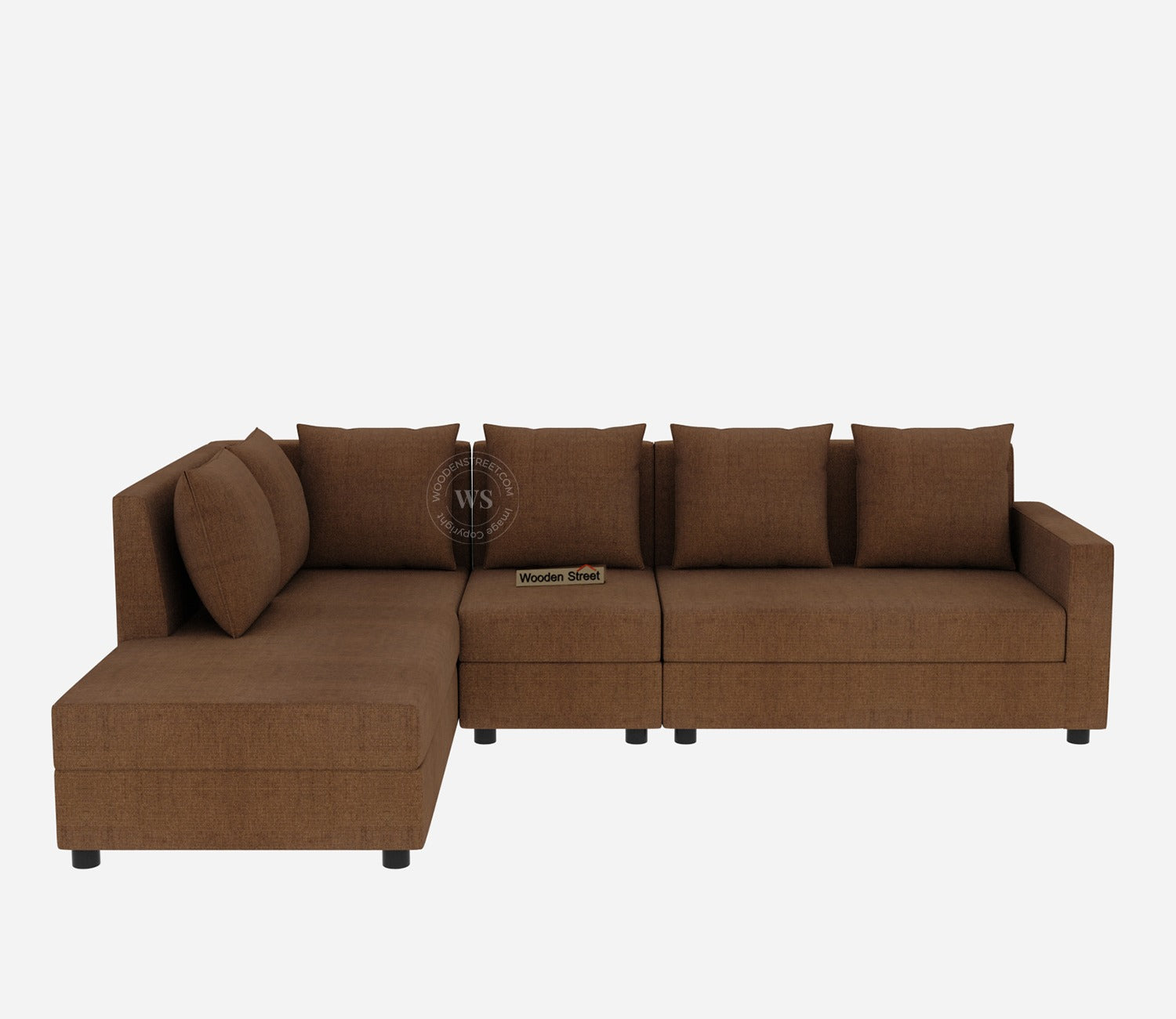 Sible L-Shape 6 Seater Left Aligned Fabric Sofa (Cotton, Mocha Brown)