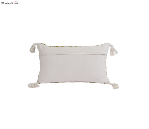 Super Soft Ethnic Design Set of 2 Embroidered Cushion Cover (Henna Green, 20 x 12 inches)