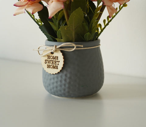 Artificial Flower With Ceramic Pot (Grey)