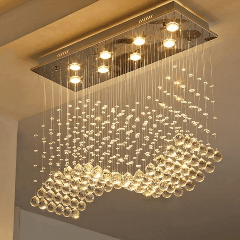 Trueliving Rectangle Golden Hanging Light Length 24, Width 24, Height 48 In Inches