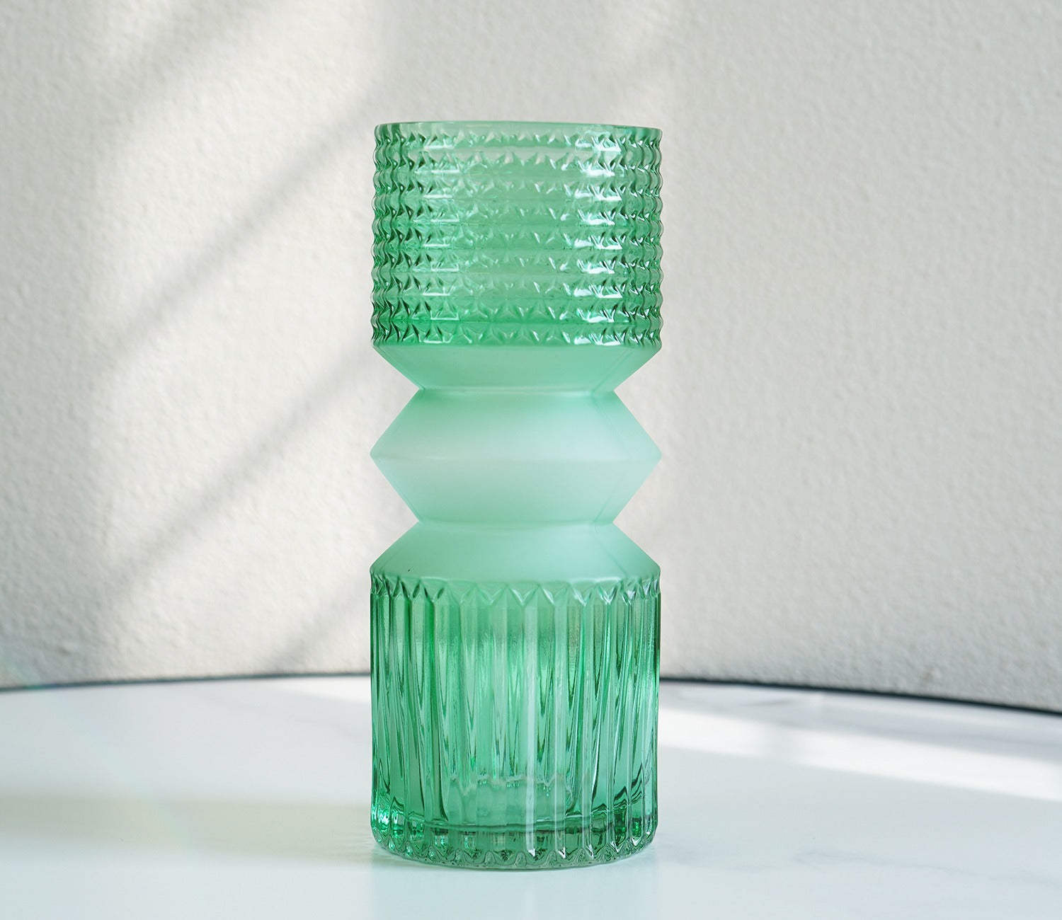 Floral Pottery Glass Vase (Green)