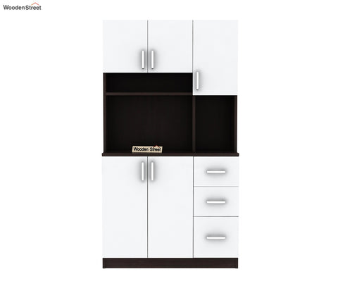 Piero Kitchen Cabinet (Flowery Wenge-Frosty White Finish)