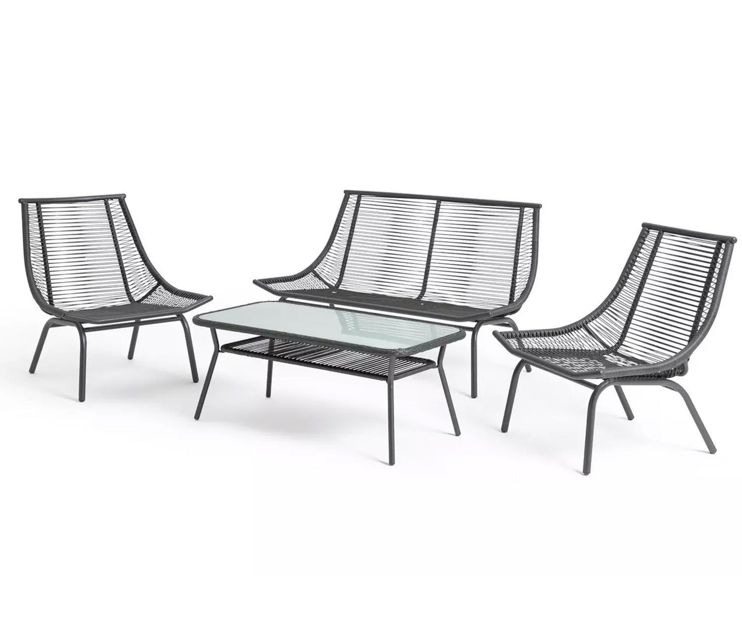 Grey Rope 4 Seater Sofa Set With Table