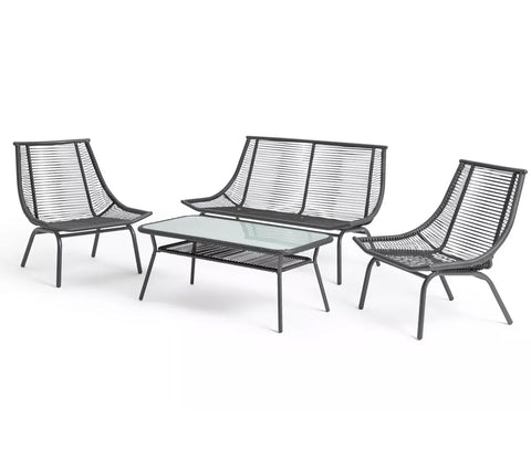 Grey Rope 4 Seater Sofa Set With Table