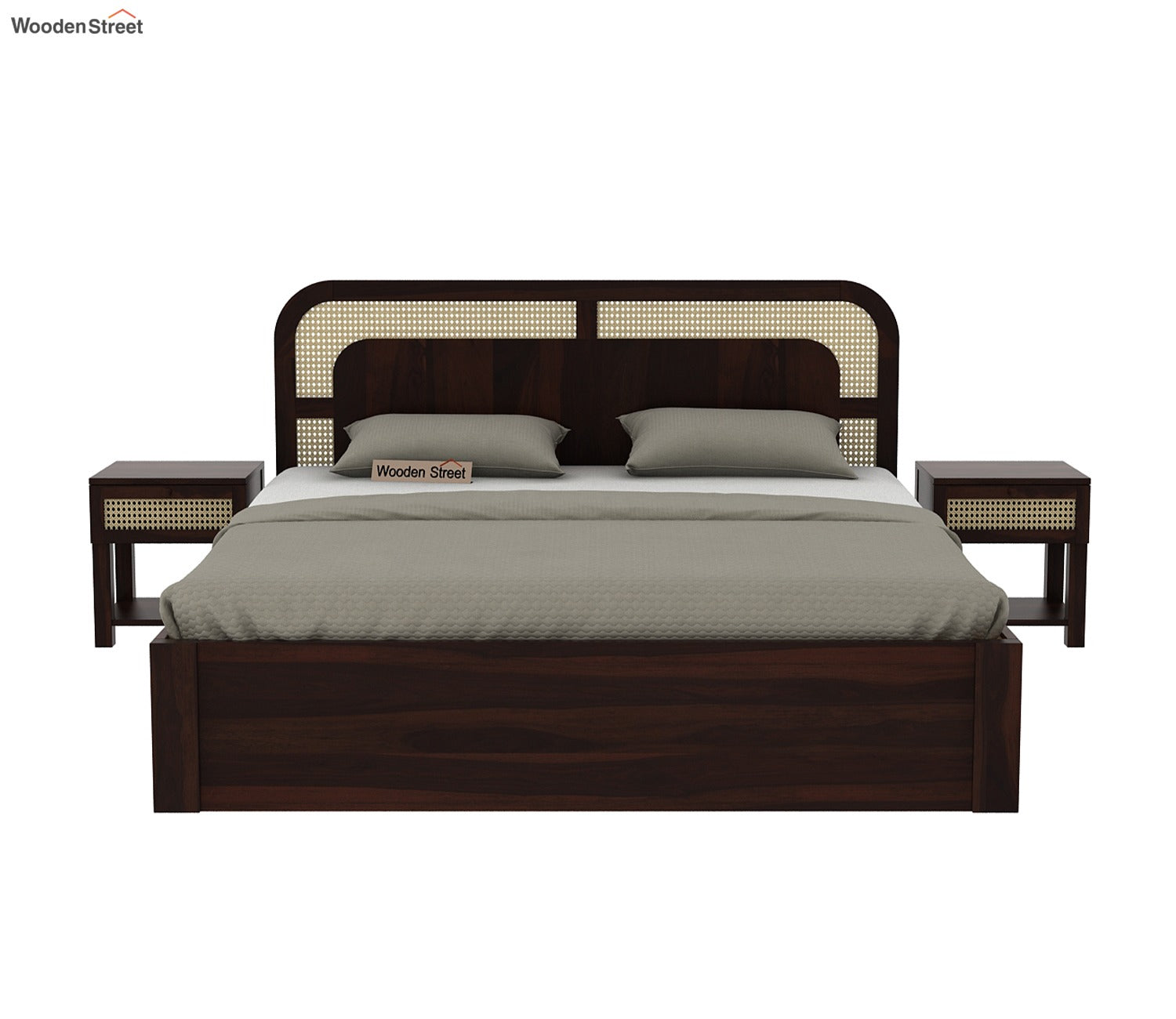 Emalyn Bed With Storage (Queen Size, Walnut Finish)