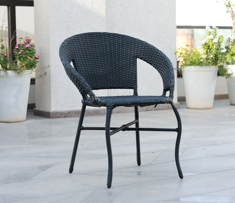 Milano Wicker Outdoor Garden Chairs -Set of 2 (Black)