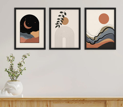 Mid-century Hues of Nature Wall Frame (Rectangle, Black, 18x24 Inch, Matte Paper)