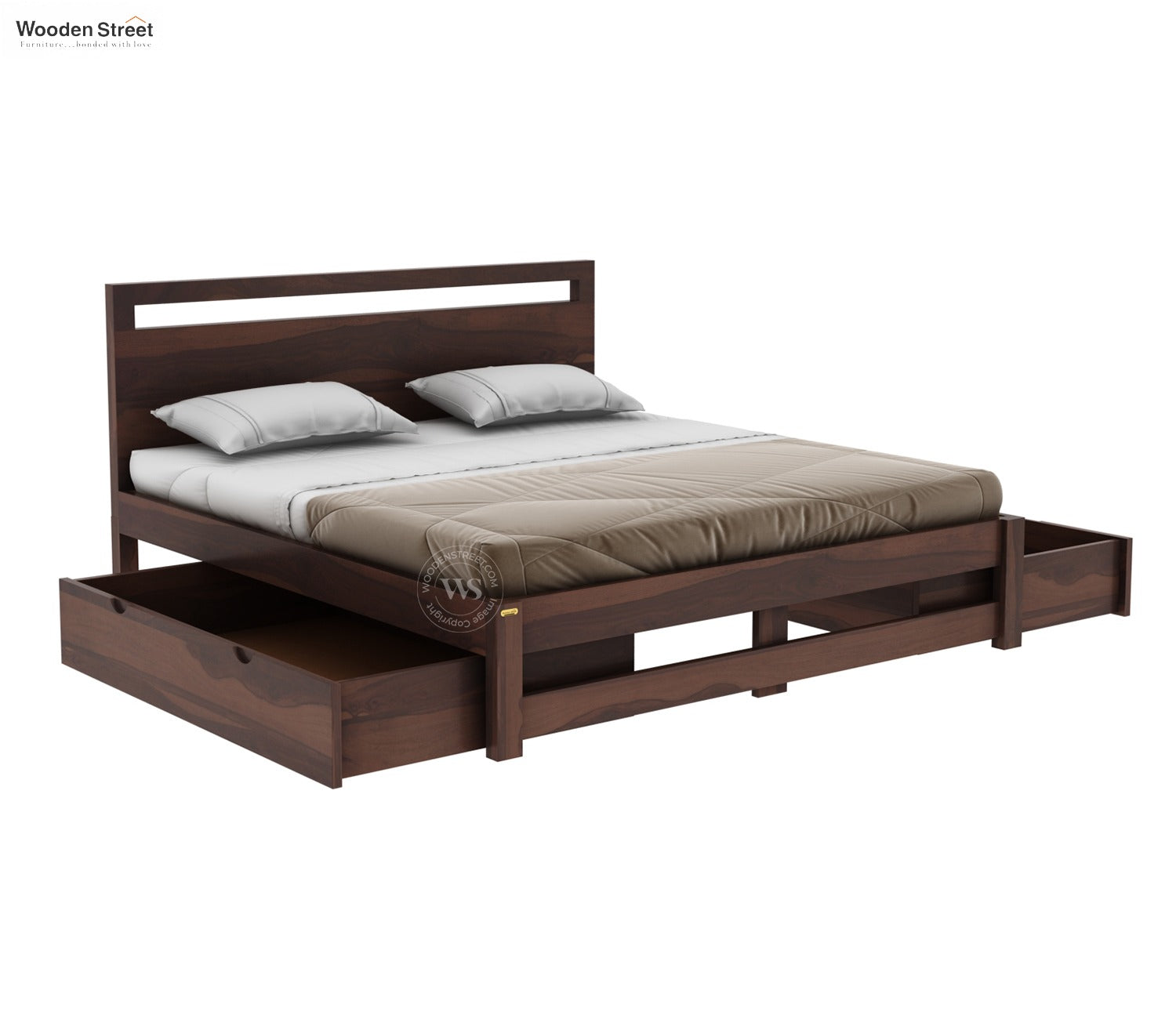 Bacon Bed With Storage (King Size, Walnut Finish)