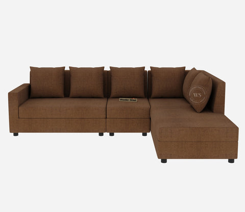 Sible 6 Seater Right Aligned Fabric  L Shape Sofa (Cotton, Mocha Brown)