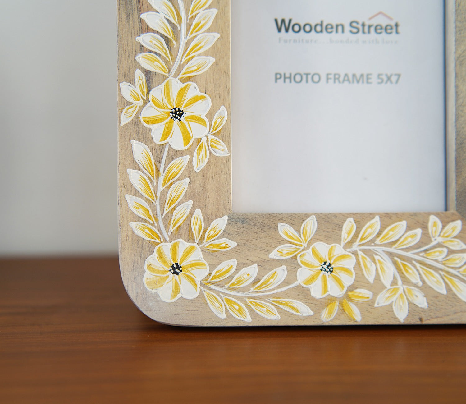 Adiva Floral Hand Painted Wooden Photo Frame