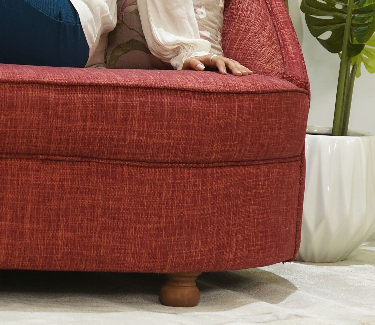 Rajsi 3 Seater Sofa (Cotton, Persian Plum)
