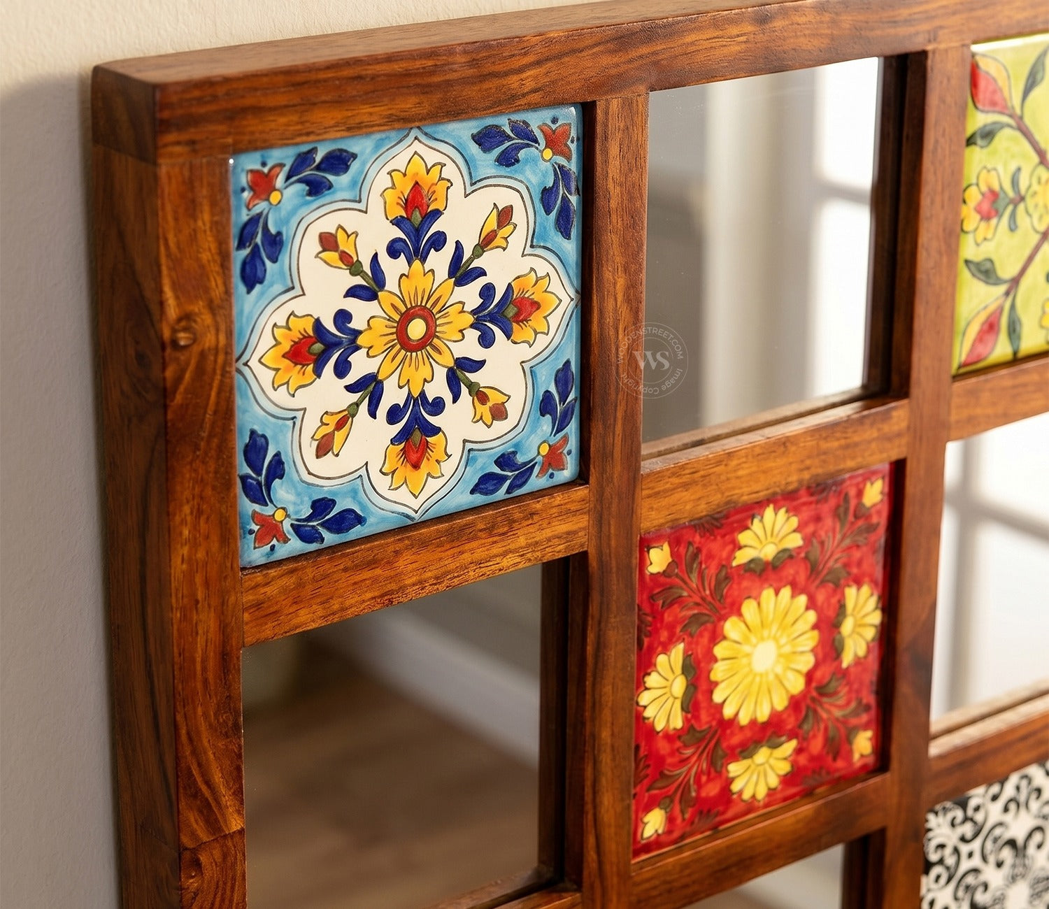 Bohemian Set of 2 Mirror with Frame (Honey Finish)