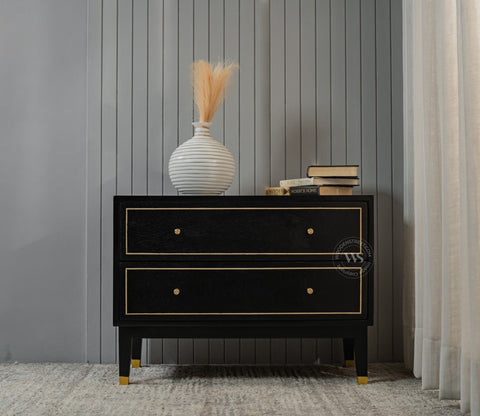 Royce Mango Wood 2 Chest of Drawers (Black Finish)