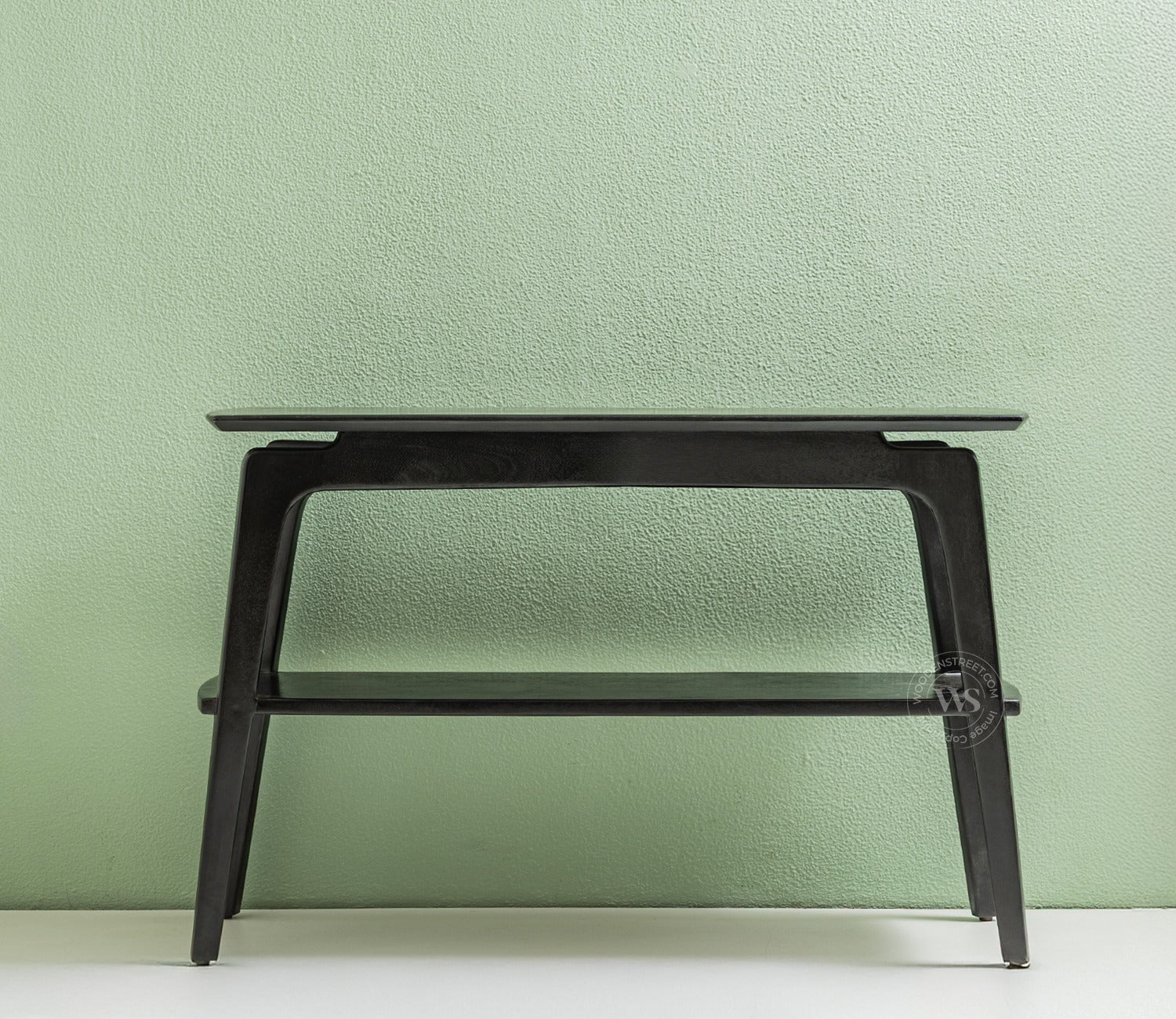 Tudor Premium Mango Wood Double Tier Console Table (Black Finish)